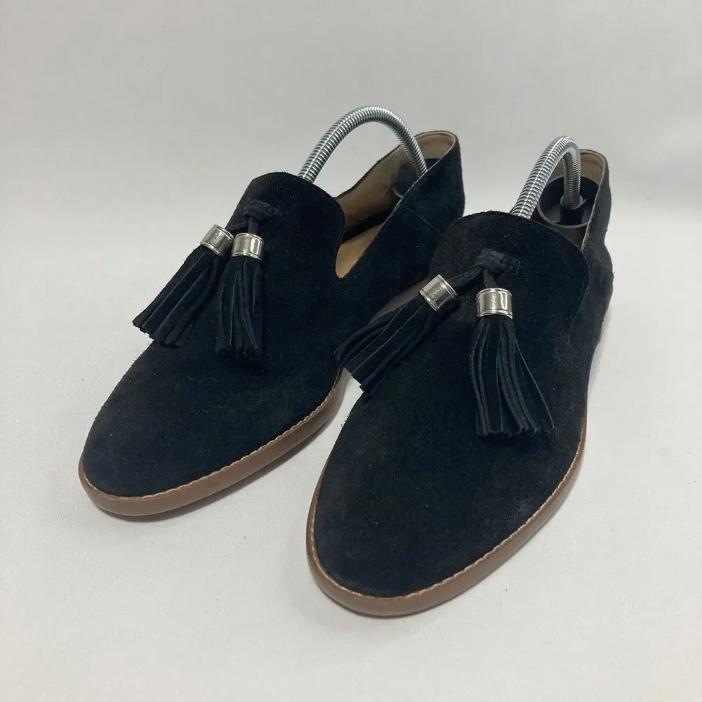 Franco Sarto L-Hadden Womens Sz 7.5 M‎ Suede Loafers Slip On Shoes With Tassels